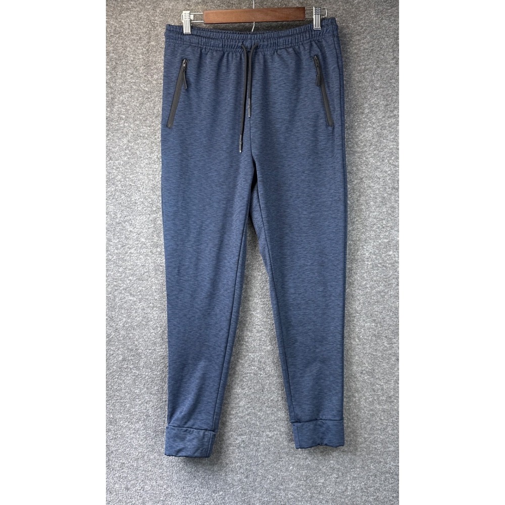 Public Record Joggers Mens M Navy Blue Zip Pockets DELPOTRO Rec Run Gym Travel
